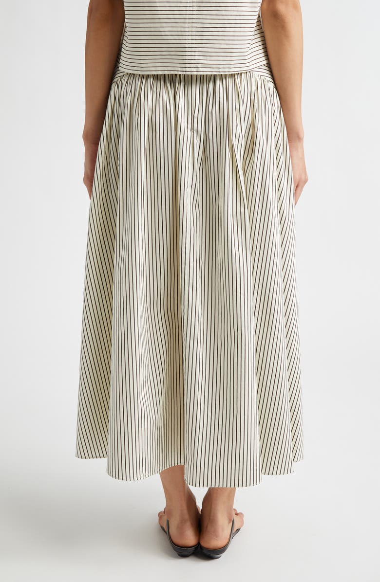 STAUD Procida Stripe Maxi Skirt, Alternate, color, Ivory/ Dark Oak Micro Stripe