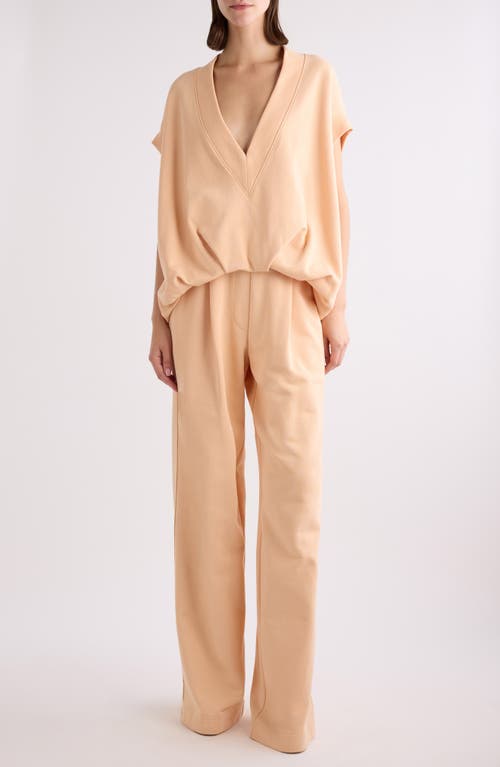 Dries Van Noten Hann Cap Sleeve Deep V-neck Top In Peach