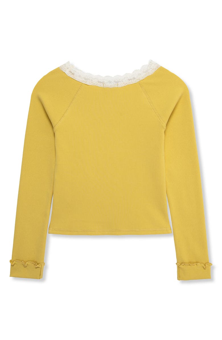 Truce Kids' Rib Knit Long Sleeve Top, Alternate, color, Yellow