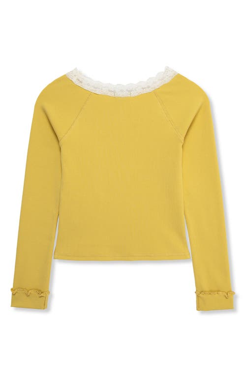 Truce Kids' Rib Knit Long Sleeve Top In Yellow