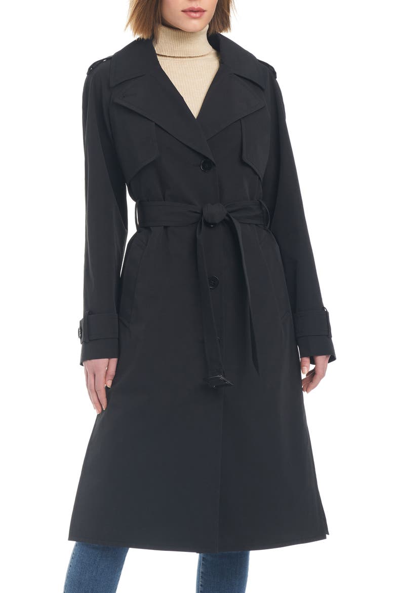 water resistant trench coat, Alternate, color, BLACK