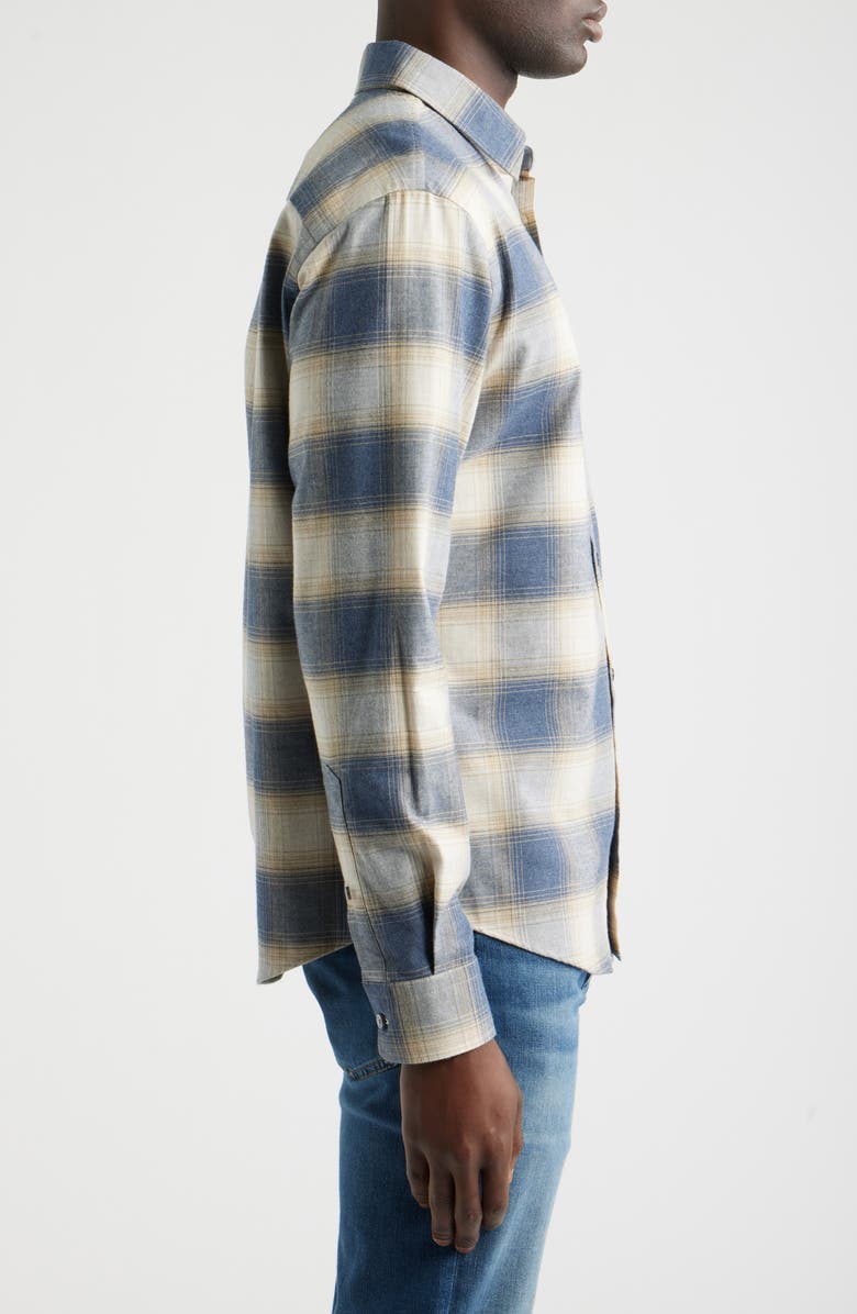 BOSS Owen Relaxed Fit Plaid Cotton Flannel Button-Up Shirt, Alternate, color, Open Blue