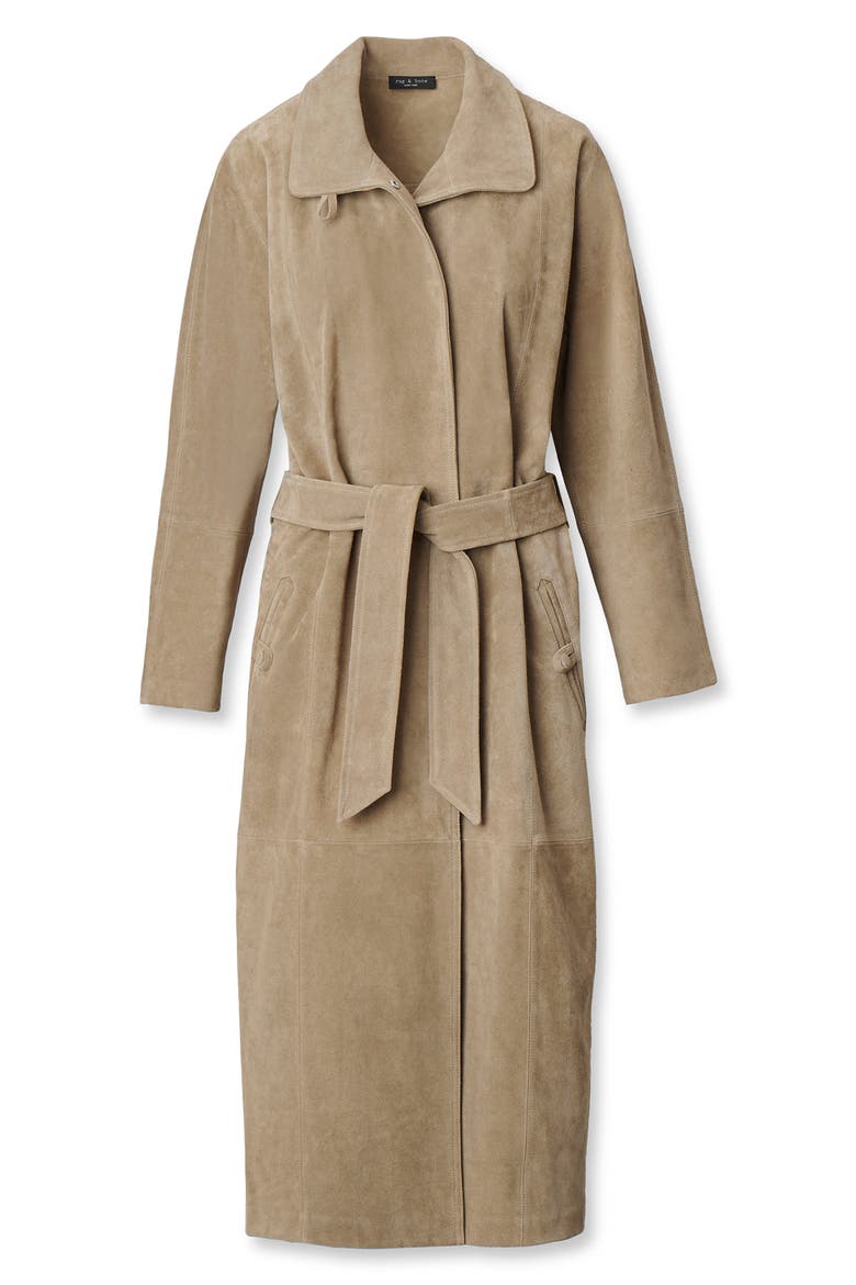 Marlene Suede Trench Coat, Alternate, color, TAN