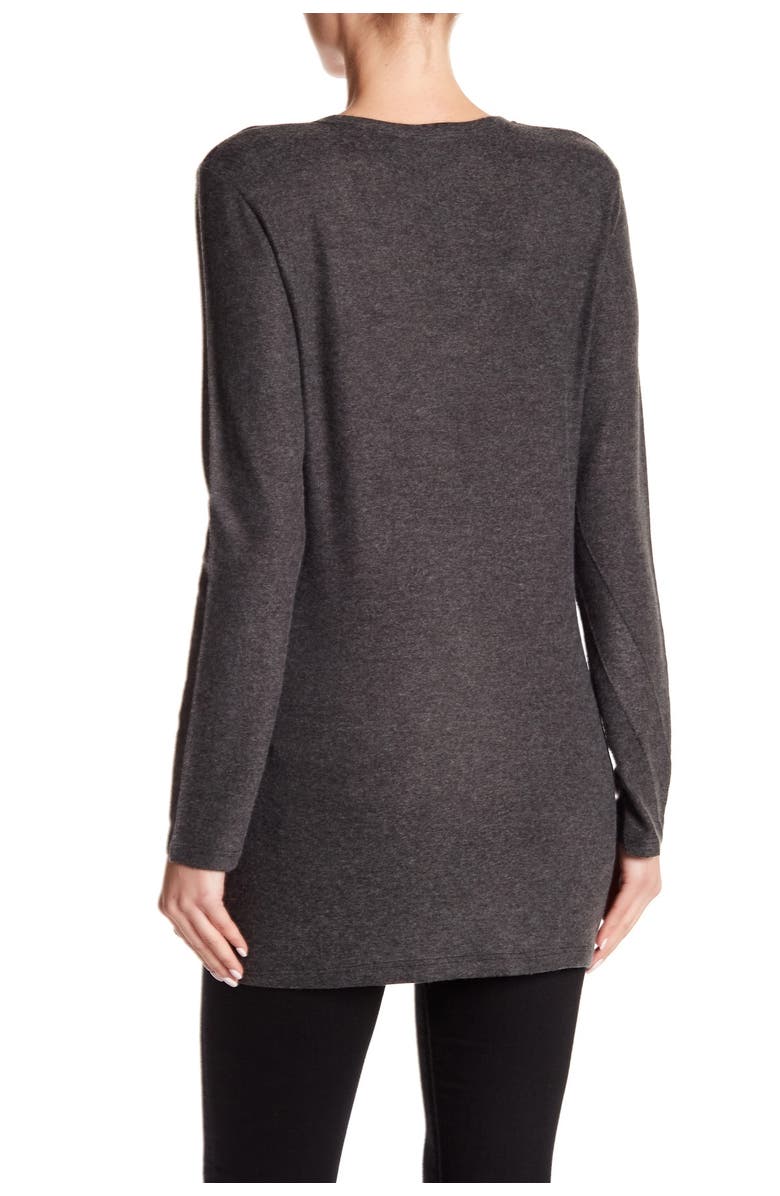 GO COUTURE Printed V-Neck Sweater, Alternate, color, Charcoal Drk Blocks