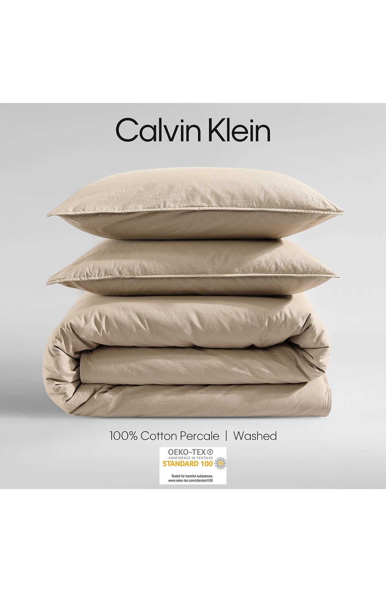 Calvin Klein Washed Percale Comforter & Sham Set, Alternate, color, Camel Brown