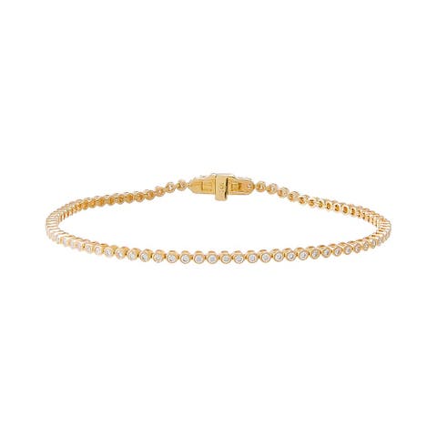 Diamond 1 Carat Bezel Tennis Bracelet 14K