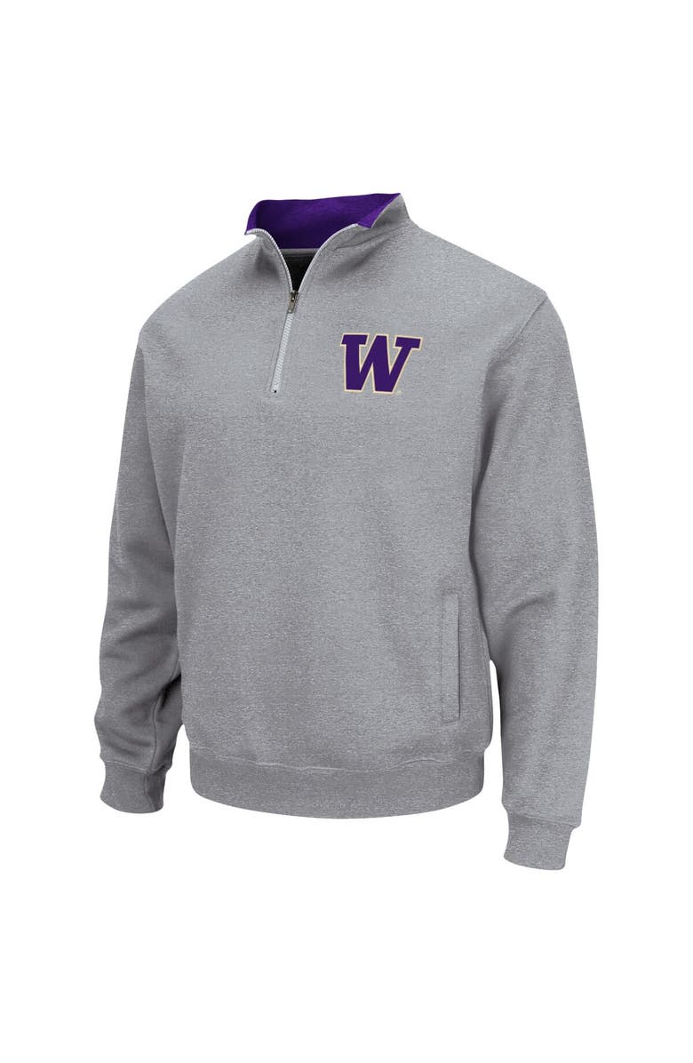COLOSSEUM Men's Colosseum Heathered Gray Washington Huskies Tortugas Team Logo Quarter-Zip Jacket, Alternate, color, Heather Gray