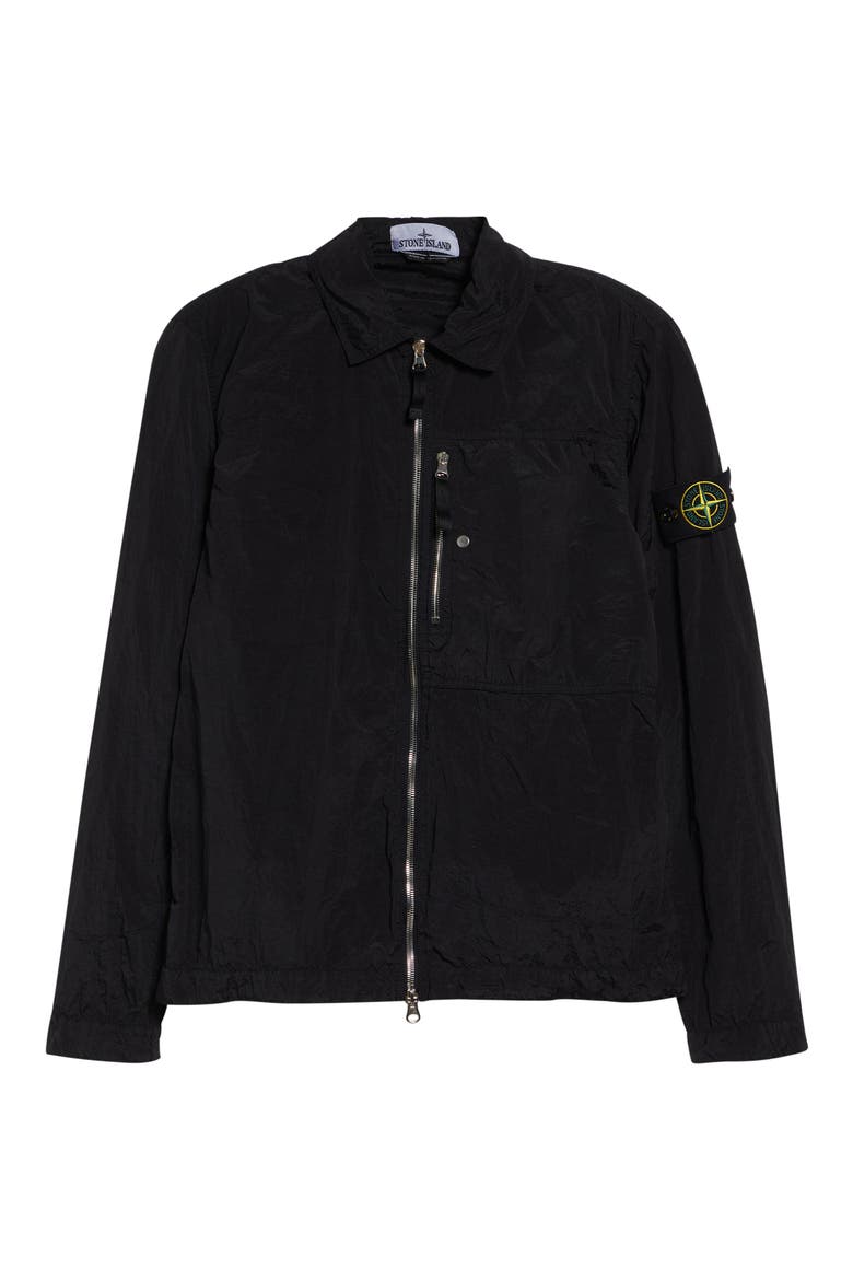 Regular Fit Coated Overshirt, Alternate, color, BLACK