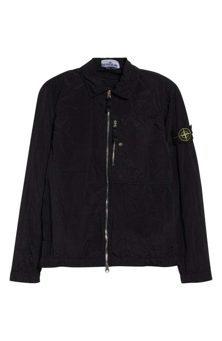 Stone Island Regular Fit Coated Overshirt, Main, color, Black