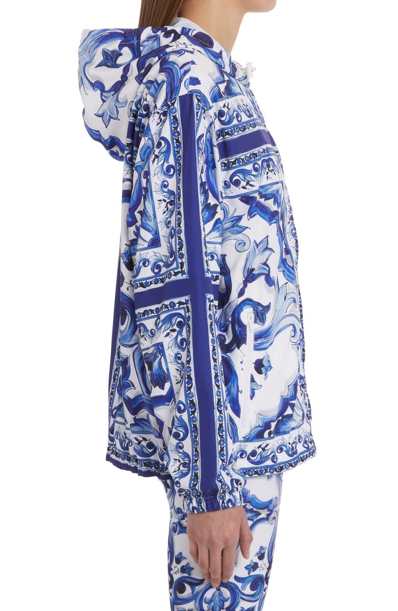 Dolce&Gabbana Blu Mediterraneo Hooded Windbreaker, Alternate, color, 