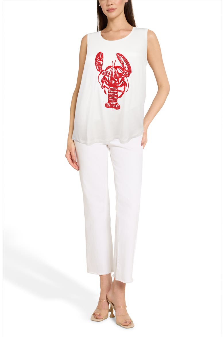The Everyday Embroidered Lobster Tank, Alternate, color, WHITE RED