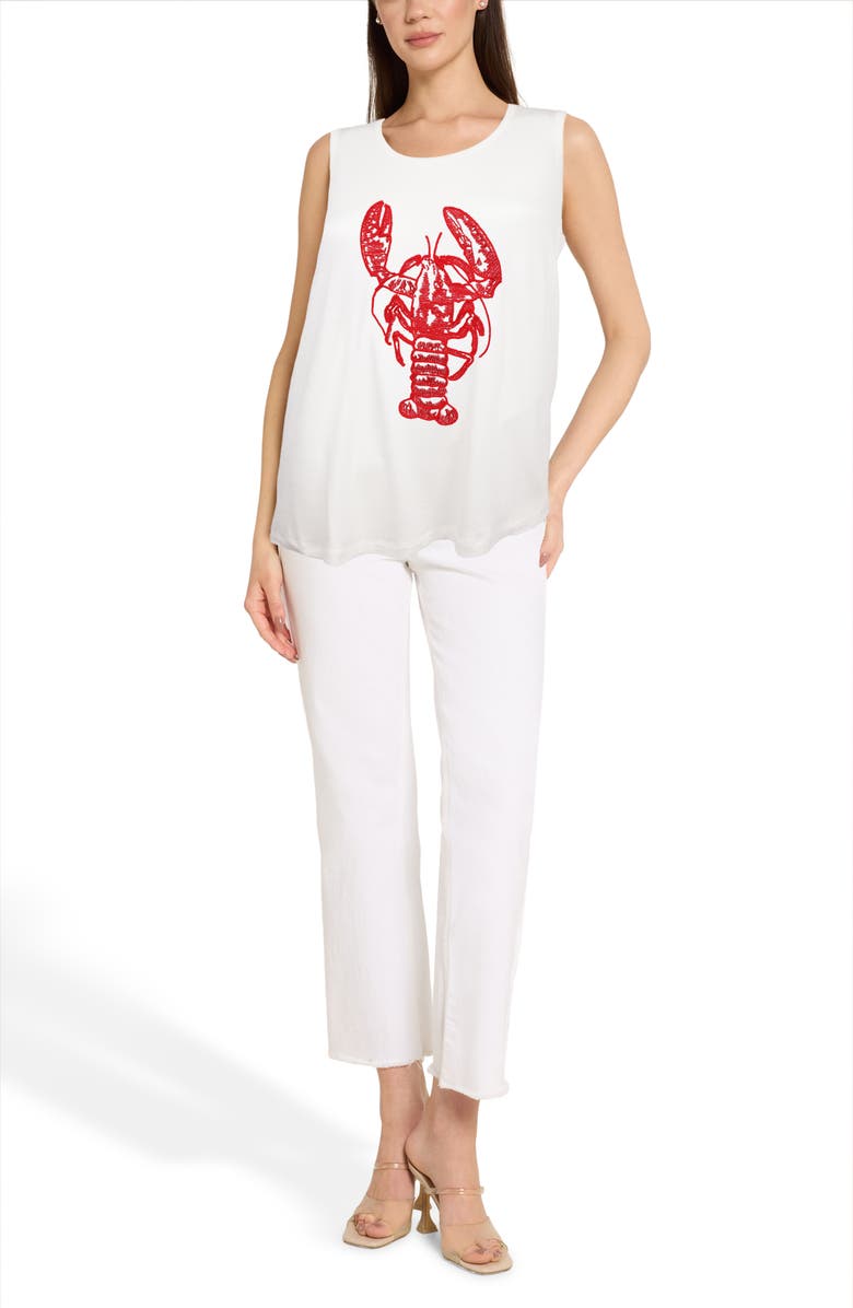 CARIBBEAN JOE The Everyday Embroidered Lobster Tank, Alternate, color, White Red