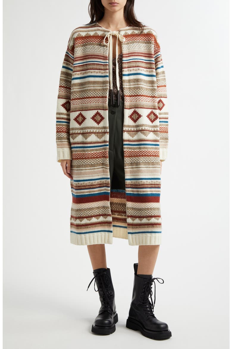 Divina Wool Blend Longline Cardigan, Main, color, BROWN