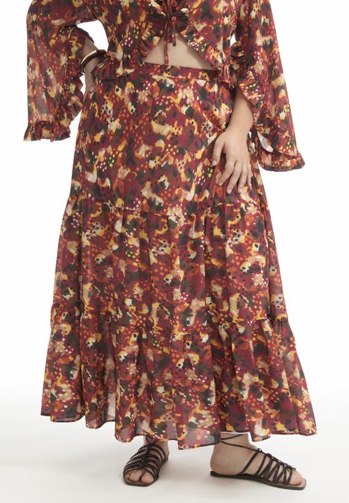 June + Vie Tiered Printed Maxi Skirt