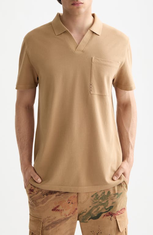 Scotch & Soda Johnny Collar Cotton Piqué Pocket Polo In Brown