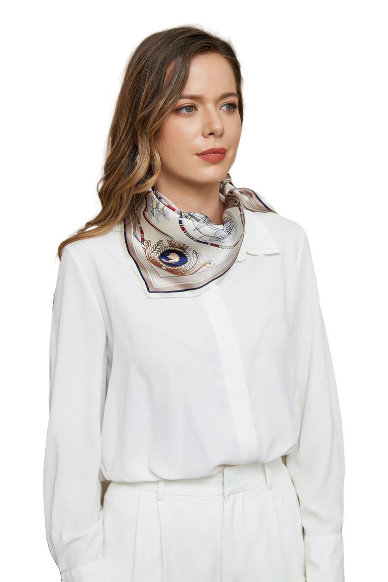 100% Pure Silk Printed Square Scarf, Main, color, Multi