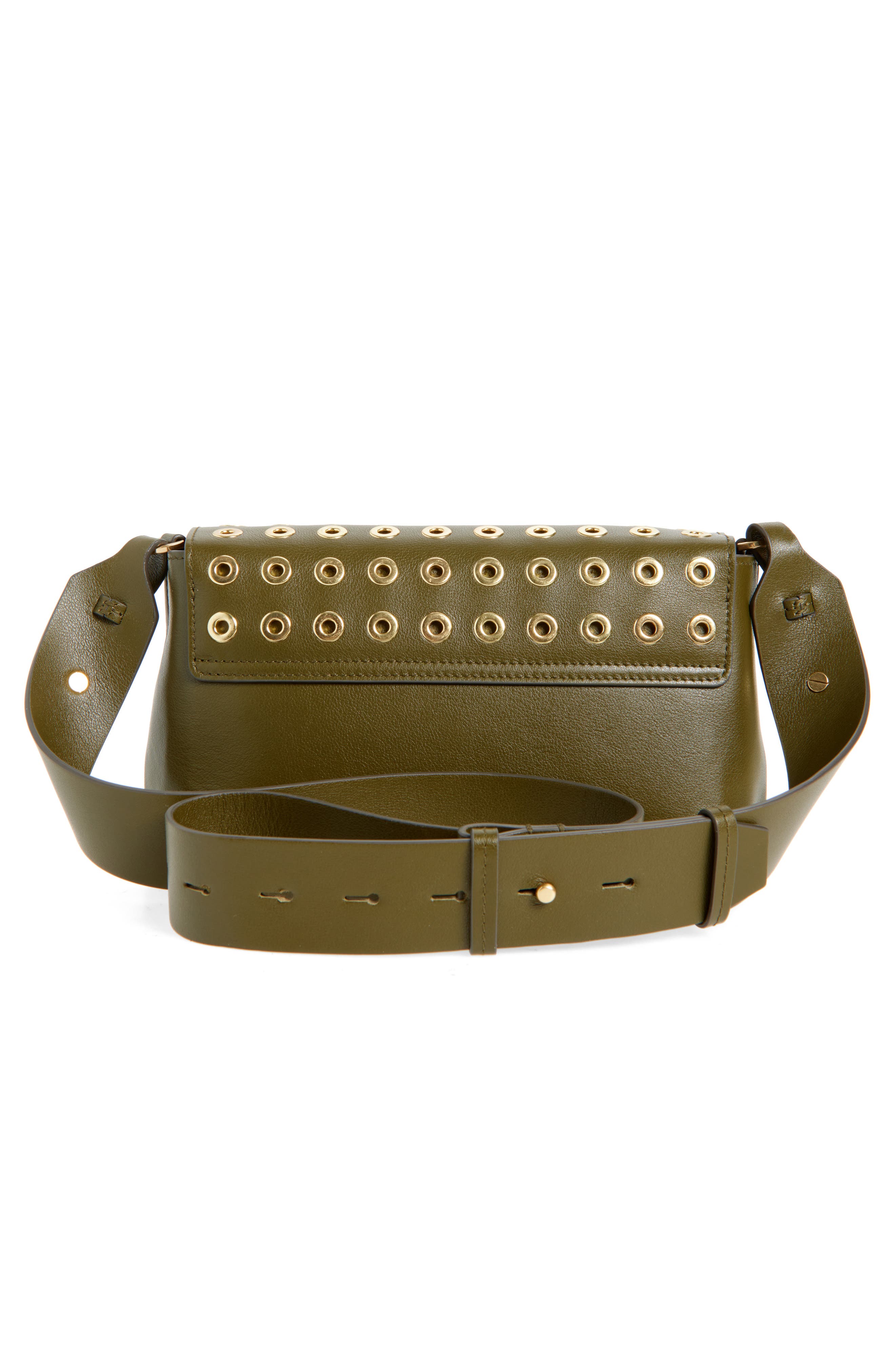 Anya Hindmarch Mortimer Grommet Embellished Leather Crossbody Bag, Alternate, color, Bonsai