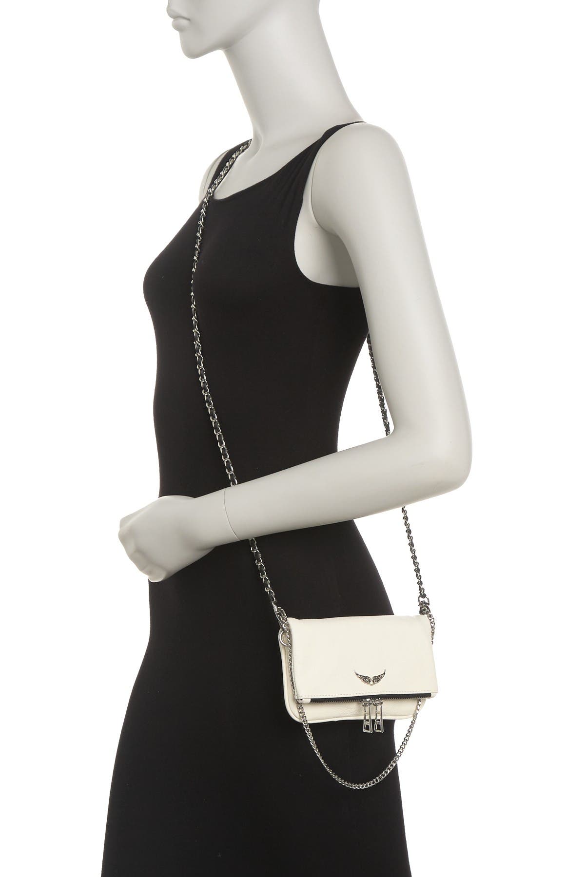 Zadig & Voltaire Nano Rock Leather Crossbody Bag, Alternate, color, 