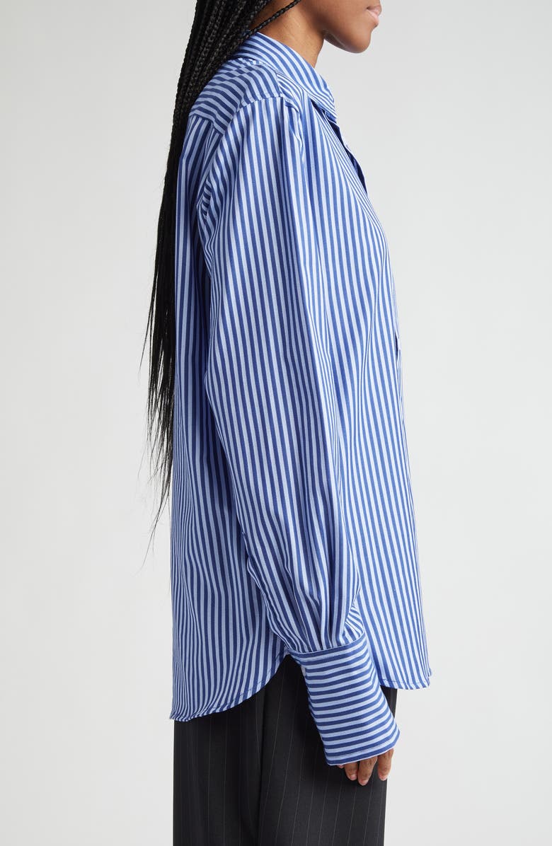 HOUSE OF AAMA Embroidered Stripe Button-Up Shirt, Alternate, color,