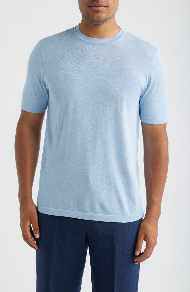 Jack Victor Wellington Cotton & Silk Crewneck T-Shirt, Main, color, Light Blue