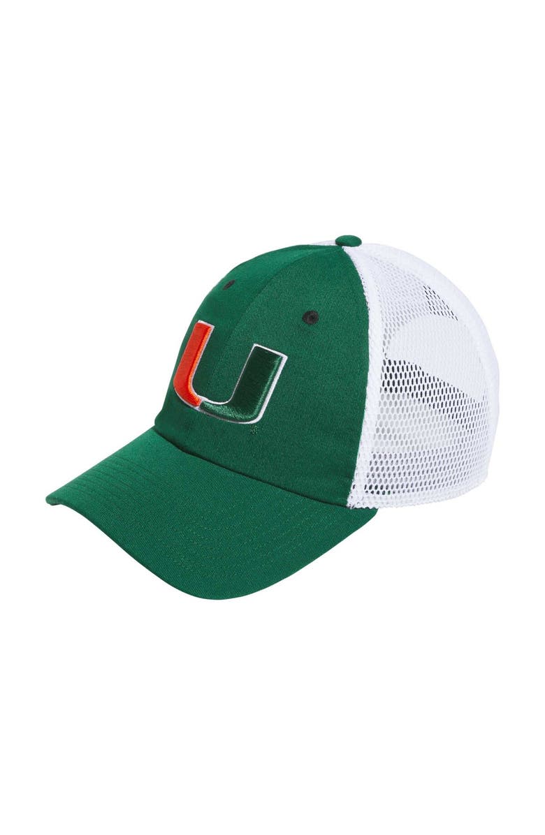 adidas Men's adidas Green Miami Hurricanes Mascot Slouch Trucker Adjustable Hat, Main, color, 