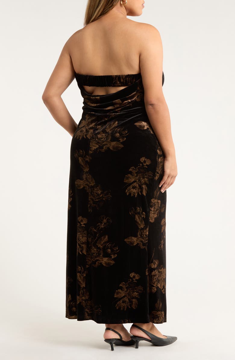 SUGARLIPS Ace Floral Dynamite Strapless Velvet Dress, Alternate, color, Black-Multi