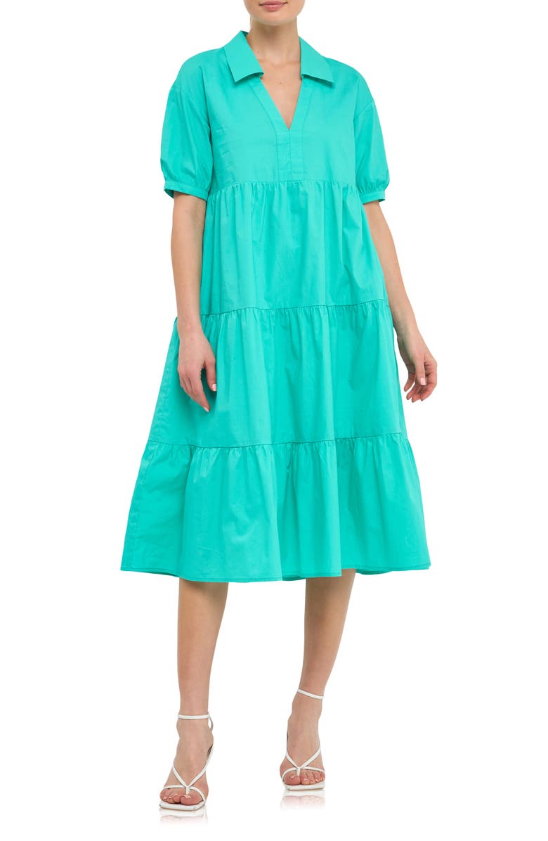 English Factory Tiered Puff Sleeve Dress, Main, color, 