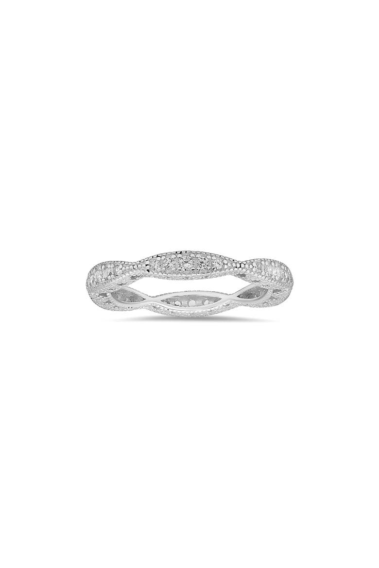 Vintage Swirl Eternity Cubic Zirconia Ring, Main, color, SILVER