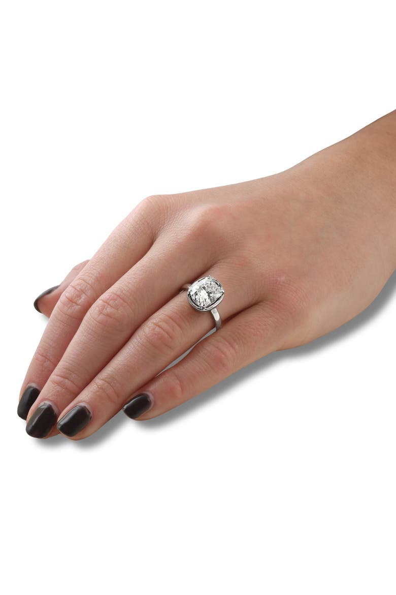 Certified 4Ct Cushion Diamond Bezel Prong Solitaire Engagement Ring Lab Grown, Alternate, color, 14k White Gold
