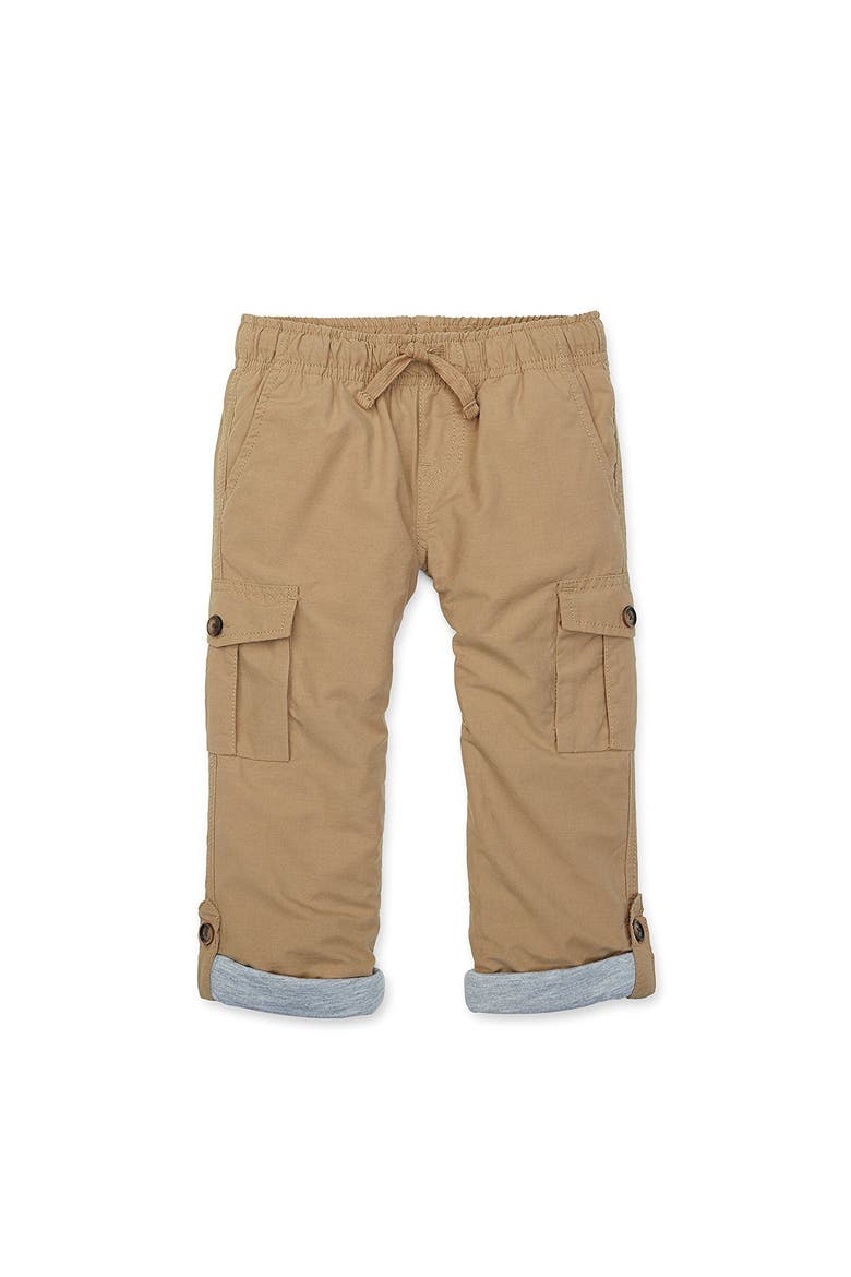 Baby Boys' Lined Pull-On Cargo Pants, Infant, Main, color, Medium Brown