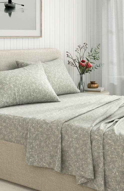 Woven & Weft Winter Floral 4-piece Flannel Bed Sheet Set In Gray
