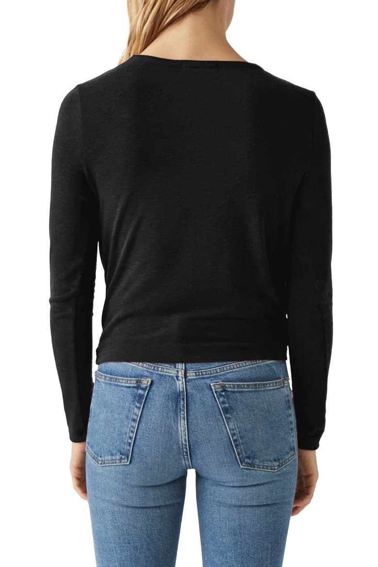 Janet Surplice Top, Alternate, color, BLACK