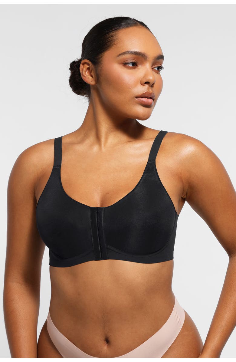 Shapellx Wireless Front-Hook Back Smooth Bra, Alternate, color, Classic Black