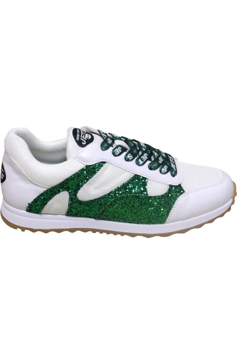 CUCE Women's Cuce White New York Jets Glitter Sneakers, Alternate, color,