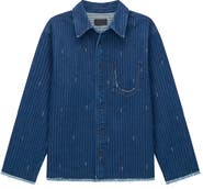 RtA Cleo Pinstripe Raw Edge Denim Button-Up Shirt