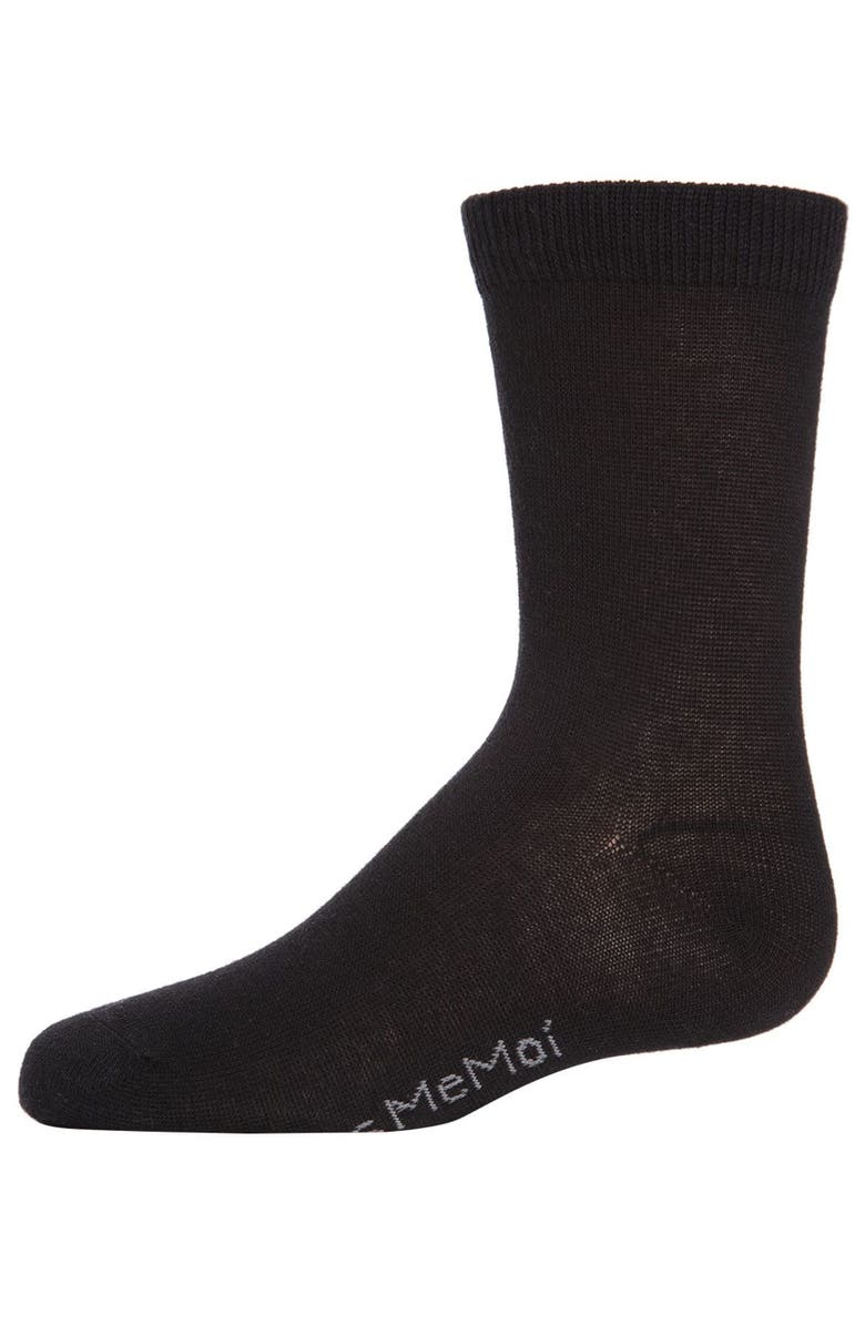 MeMoi Kids' Basic Cotton Blend Crew Socks, Main, color, Black