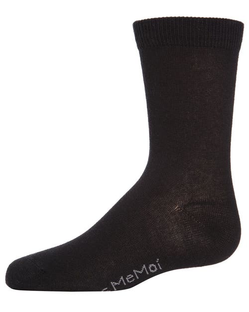 Memoi Kids' Basic Cotton Blend Crew Socks In Black
