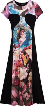 Desigual Print Short Sleeve Maxi Dress