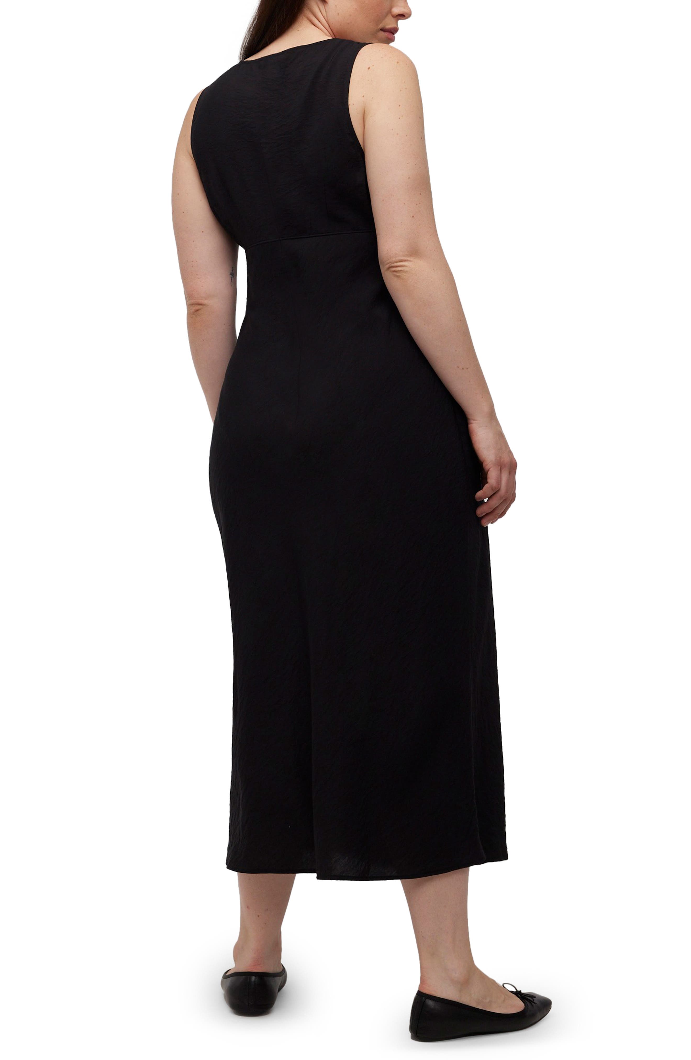 ariana midi dress madewell Madewell NWT Ariana Midi Dress Womens Size 0 Black NP104 Sleeveless  Minimalist