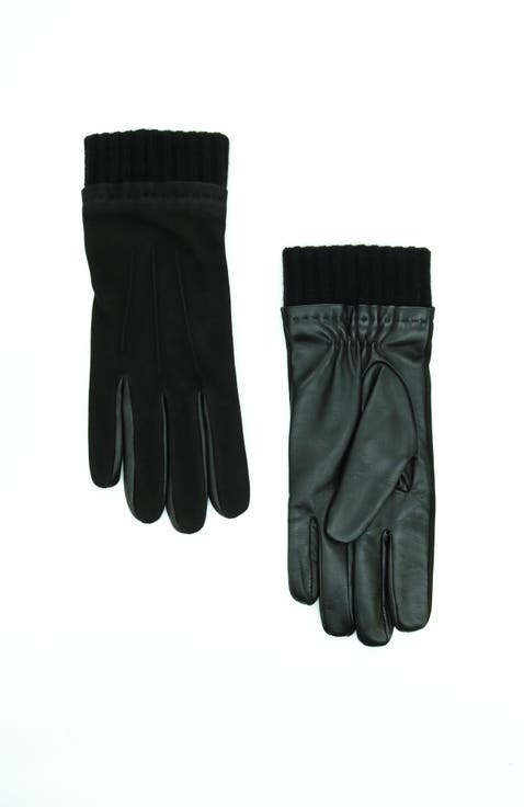Suede and nappa leather gloves