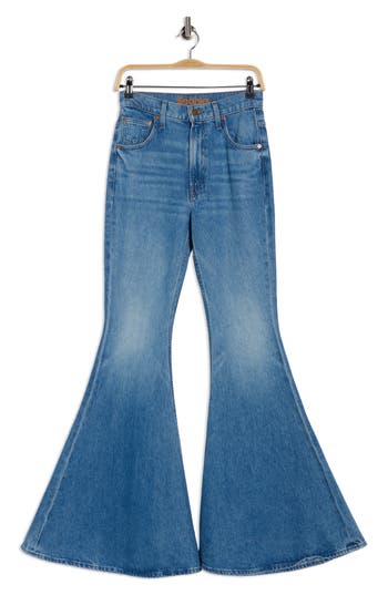 Mother The Dollop Heel Flared Wide Leg Jeans In Blue