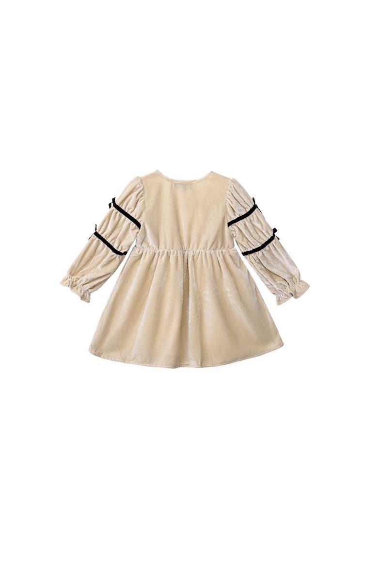 Sweet Cactus Velvet Bow Dress, Alternate, color, Beige