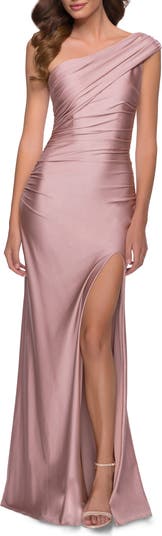 Robe La Femme Une épaule Plissée Jersey - Taille 4 Violet, Neuve Sans étiquettes, Nordstrom