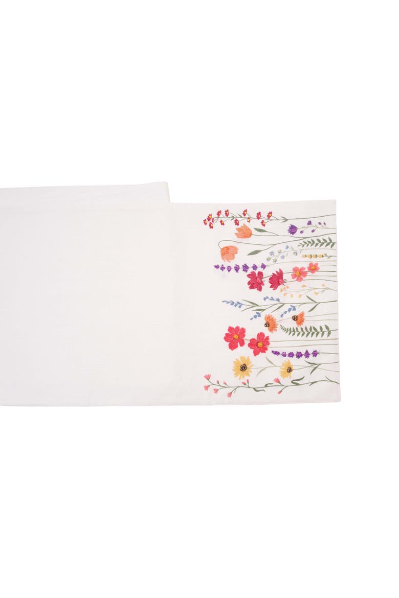 Botanical Field Handwoven 100% Cotton Table Runner 14" x 72", Alternate, color, Red