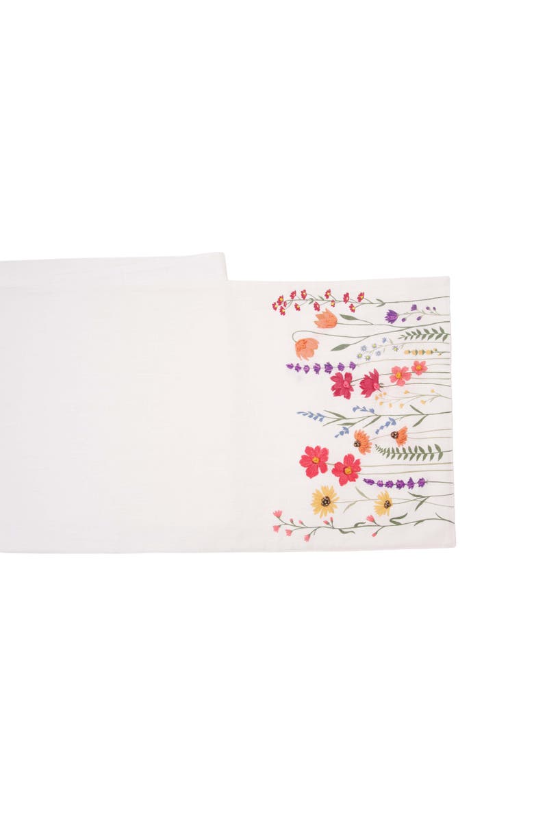 C&F Home Botanical Field Woven Machine Washable Table Runner 14" x 72", Alternate, color, Red