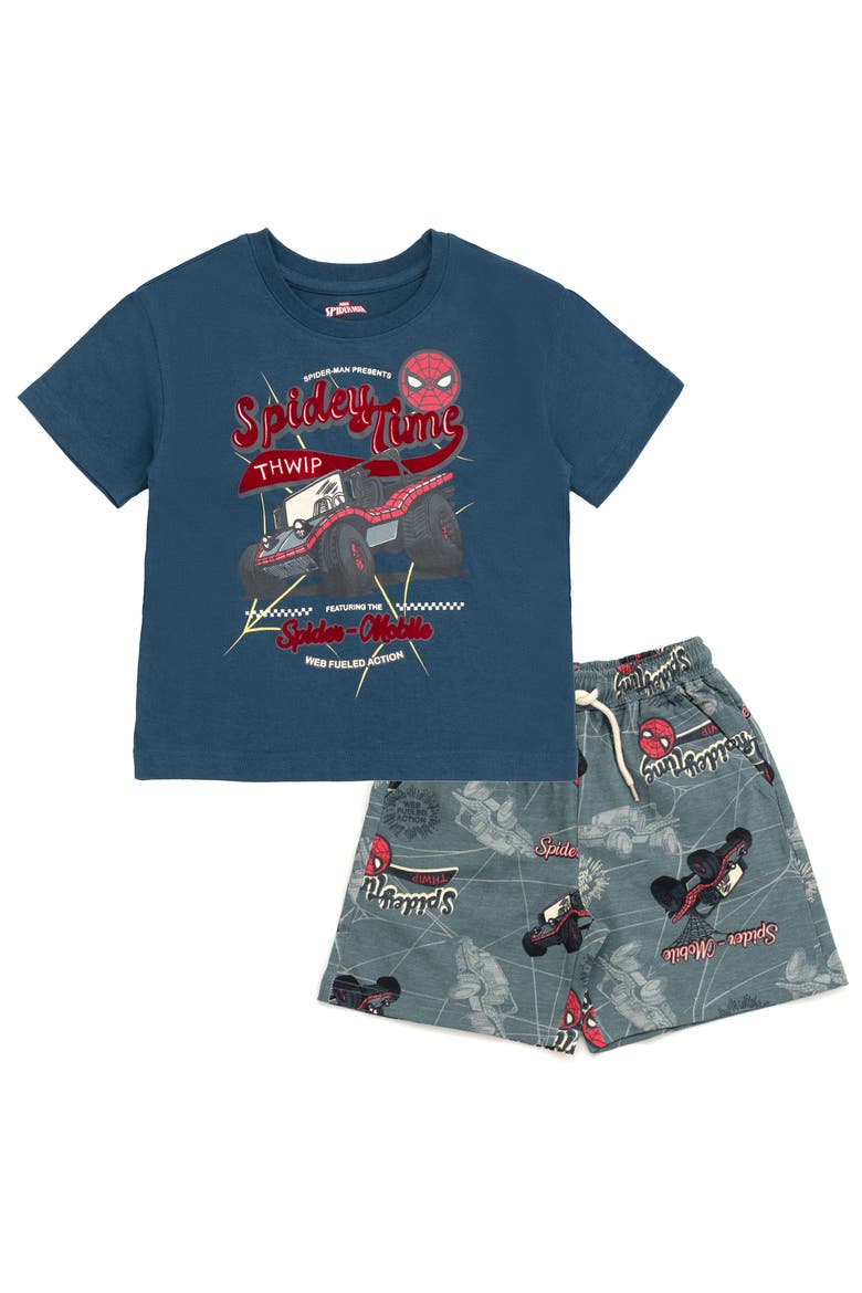 Spider-Man 2-Piece T-Shirt and Shorts Set, Main, color, Spider Man Navy Gray