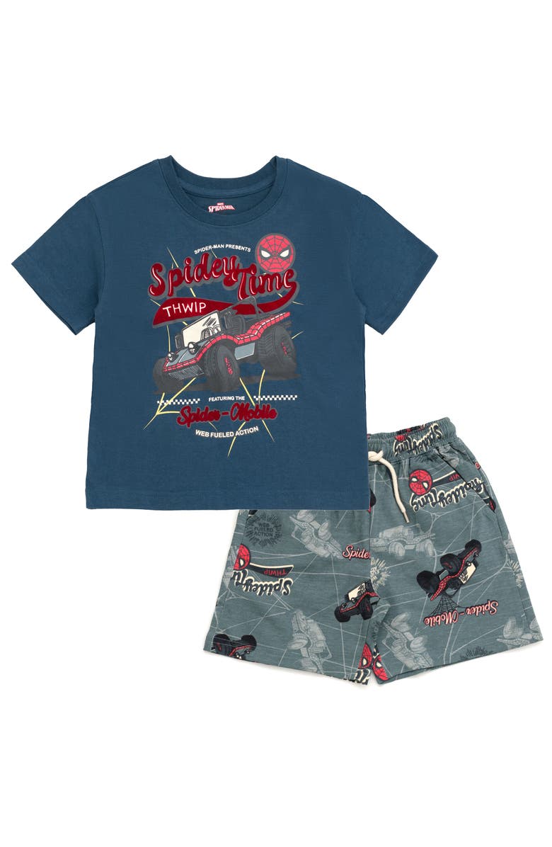 Marvel Spider-Man 2-Piece T-Shirt and Shorts Set, Main, color, Spider Man Navy Gray