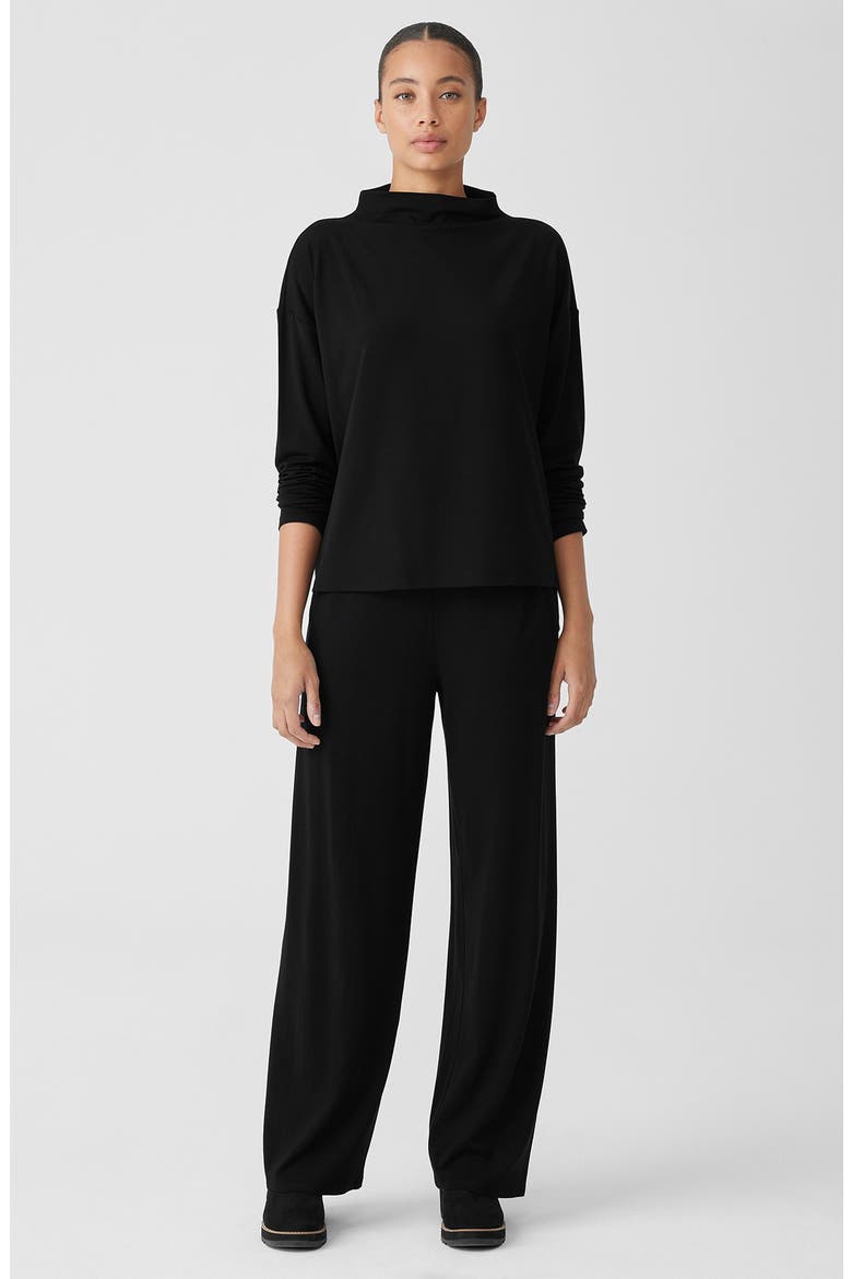 Funnel Neck Long Sleeve Boxy Top, Alternate, color, BLACK