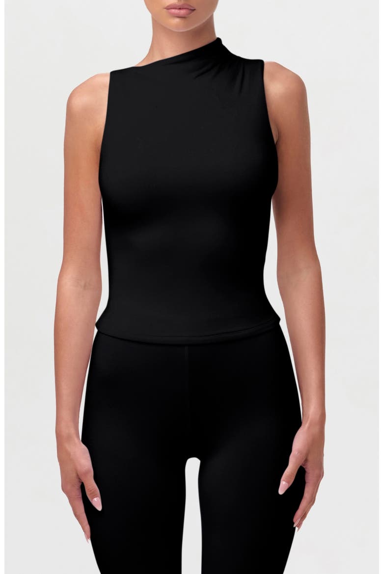 Smooth Asymmetric Neck Sleeveless Top, Main, color, BLACK