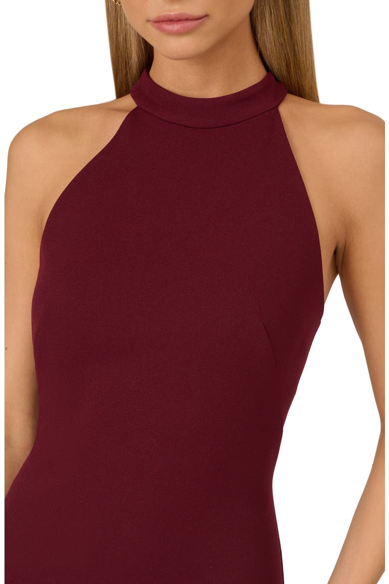 Stretch Mesh & Knit Crepe Gown, Alternate, color, BLACKENED RED